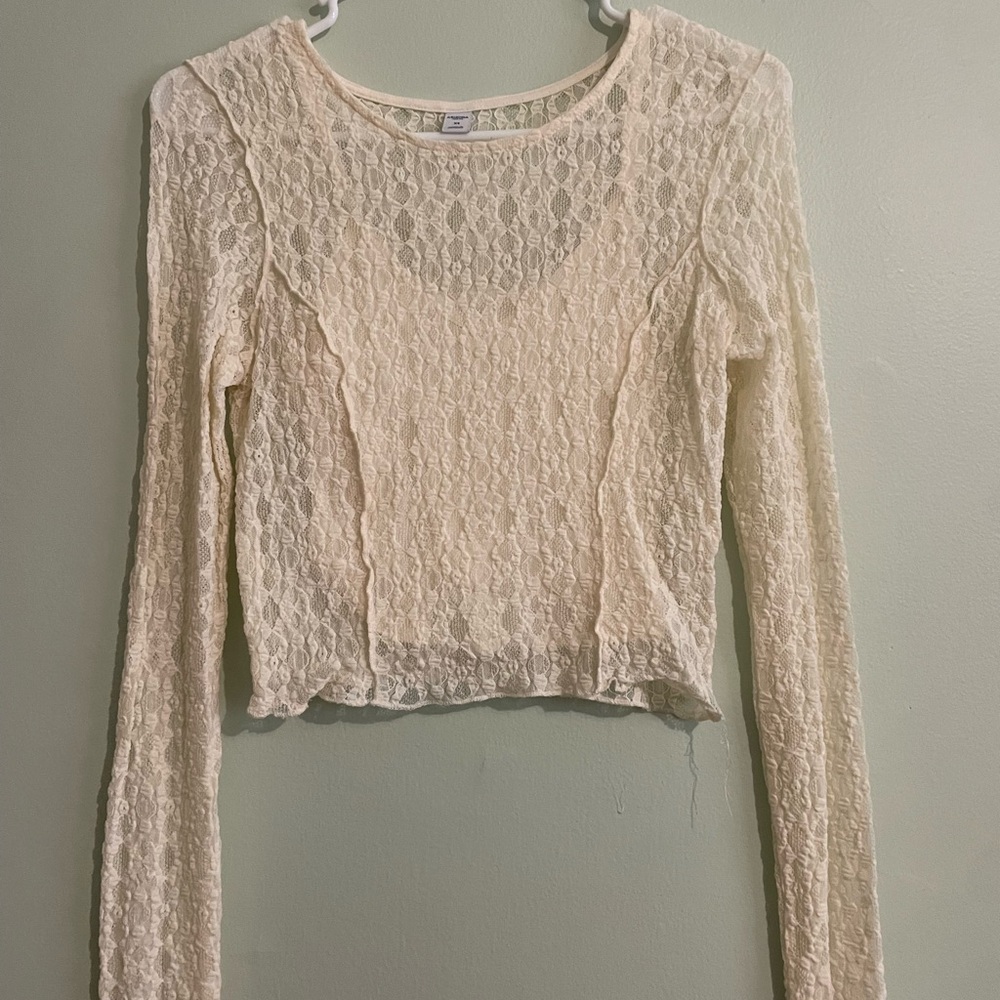 Arizona Jean Company Cream Lace Blouse